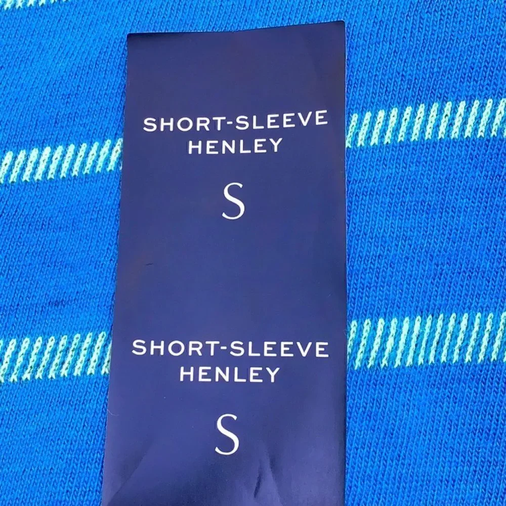 Banana Republic Soft Wash Teal Blue Striped Short Sleeve Henley Shirt